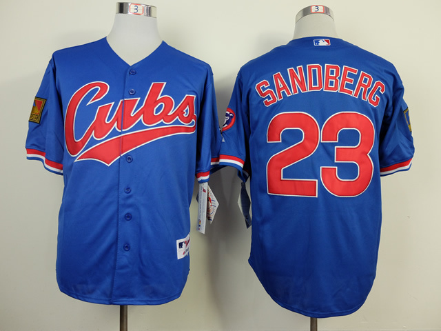 Men Chicago Cubs #23 Sandberg Blue Throwback 1994 MLB Jerseys